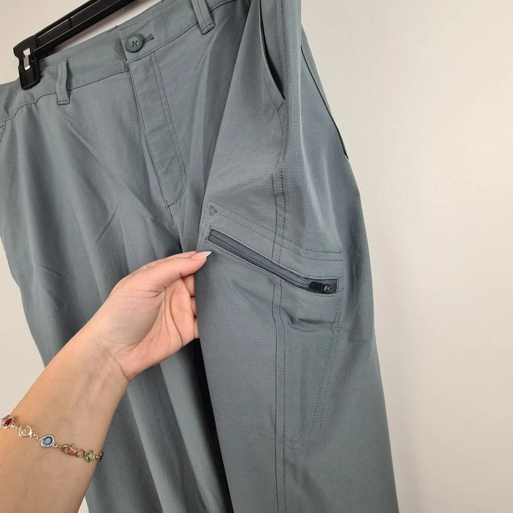 Eddie Bauer Womens Size 16 Ripstop Crop Pants Cargo Pocket‎ Gray Ruching Hiking